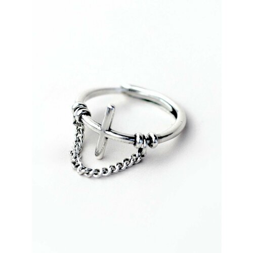 фото Кольцо крест-и-цепочка, серебряный muromi