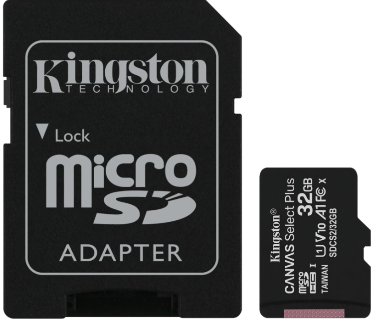 Карта памяти Kingston microSDHC 32 ГБ Class 10, V10, A1, UHS-I, R/W 100/10 МБ/с, адаптер на SD, SDCS2/32GB