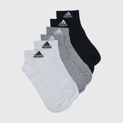 фото Носки adidas, 3 пары, размер s, белый, серый