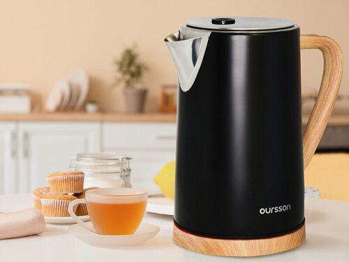 Изображение товара Электрический чайник Oursson SKANDI KE1754MD/BL, черный, 1.7л, 2200Вт