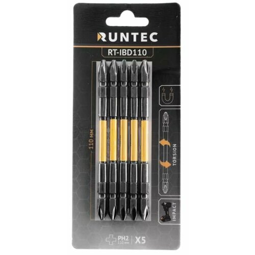 Бита ударная двусторонняя RUNTEC H635 110мм PH2PH2 5шт RT-IBD110 711₽