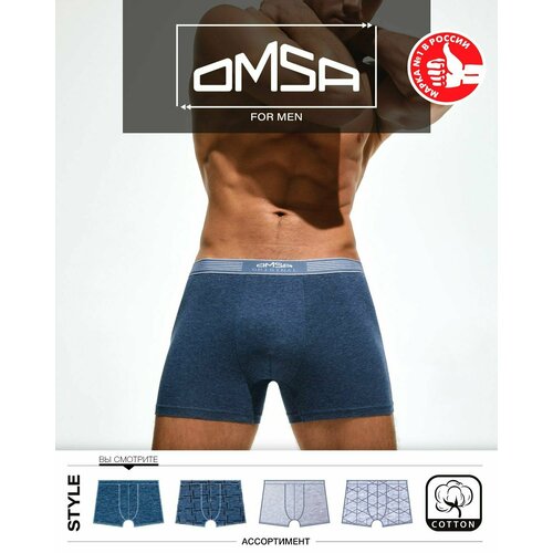 Трусы Omsa, размер 46(M), синий трусы боксеры шорты omsa oms 1234 relax размер 48 grigio melange серый меланж