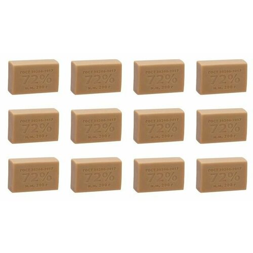 Московский Мыловаренный Комбинат Хозяйственное мыло ГОСТ 72% 30266-2017, 200 г, 12 шт