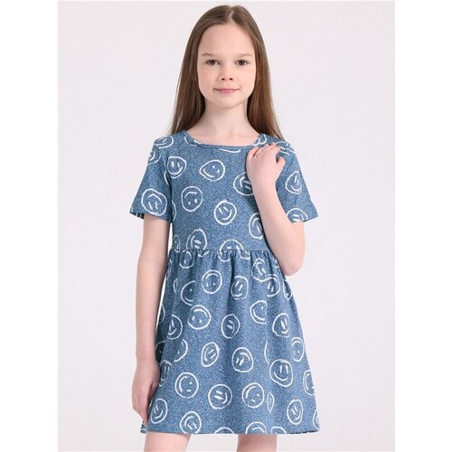 Платье Апрель, размер 76-146, голубой, белый