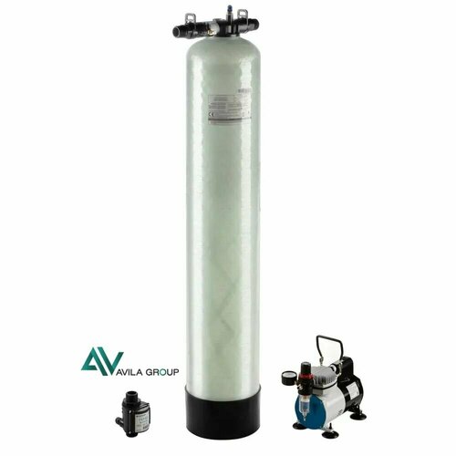 Система напорной аэрации, магистральный фильтр для воды Water-Pro AV Air 0844, компрессор AS-19-2, 1500 л/ч, водоочиститель, обезжелезиватель