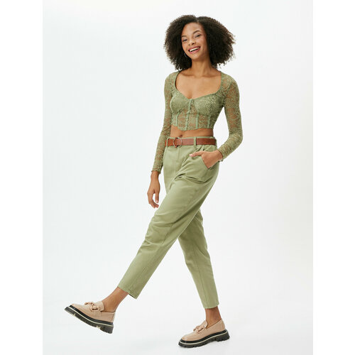 фото Брюки koton, размер 42, хаки