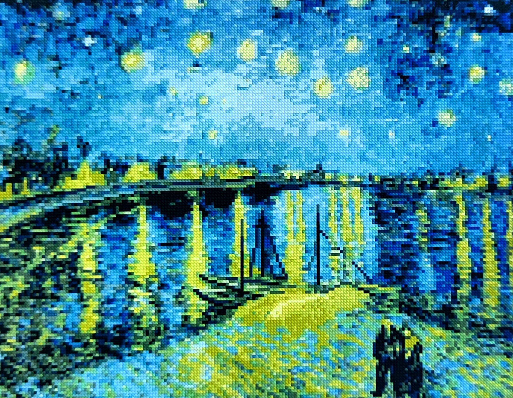 Алмазная мозаика "городской пейзаж" 40/50 Ван Гог, репродукция, звёздная ночь, абстрактция, архитектура.