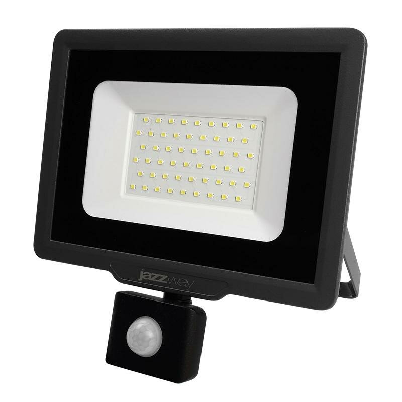 Прожектор светодиодный Jazzway PFL-C3 SENSOR, 50 Вт, 6500 К, IP65, закаленное стекло, датчик движения