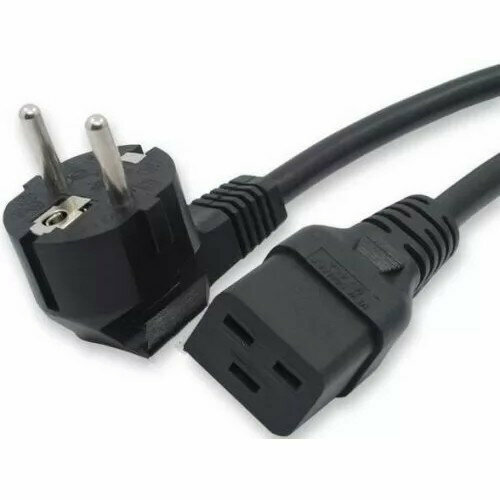 Кабель питания Filum FL-PC-SH90/C19-C-3.0-B K ПВС-АП 3x1.5 CEE 7/7 (Schuko) угловая - C19, 220/250В, 16А, чёрный, 3м