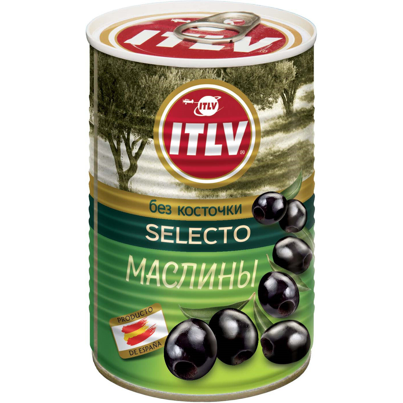 ITLV Маслины черные Selecto без косточки, 390 г, 425 мл