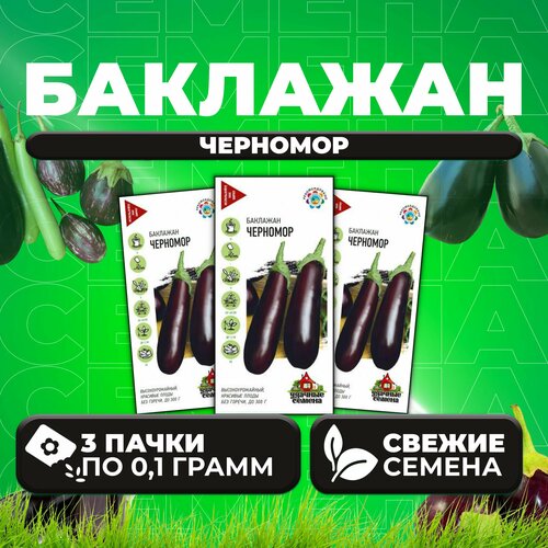 Баклажан Черномор, 0,1г, Удачные семена (3 уп)
