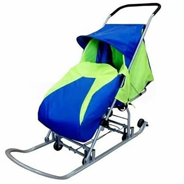 фото Санки коляска Вятич-8ПК люкс Усть-люга сине-зеленые