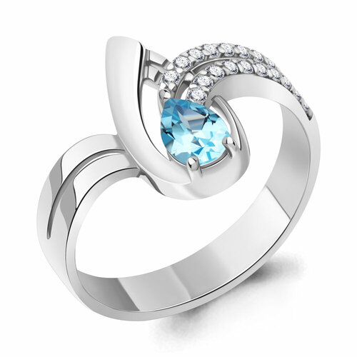 фото Кольцо diamant online, серебро, 925 проба, фианит, топаз, размер 18