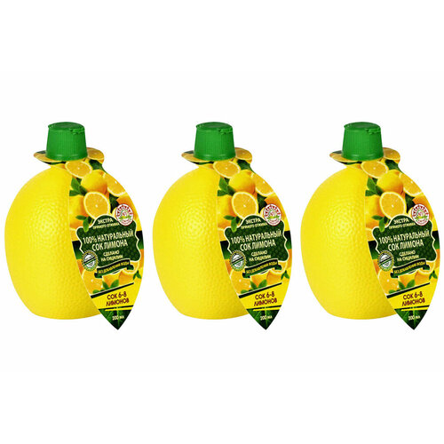 Азбука Продуктов Сок лимона 100%, 200 мл, 3 шт