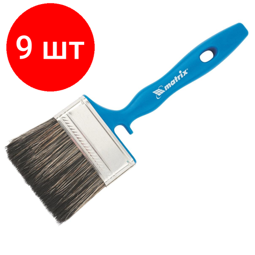 кисть флейцевая водные краски color line 75 17 мм matrix Комплект 9 штук, Кисть флейцевая 75 мм (3) смешанная щетина Водные краски Matrix 83385