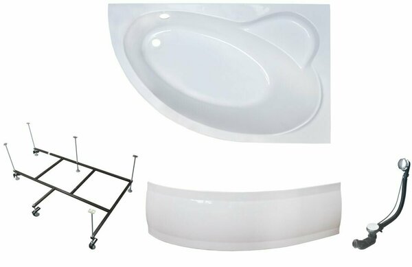 Акриловая ванна Royal Bath Alpine 170X100X58 правосторонняя комплект (ванна, каркас, панель, слив-перелив)