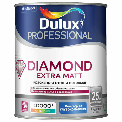 Краска в/д dulux trade diamond extra matt база bс для стен и потолков 0,9л бесцветная, арт.5273954 краска в д dulux trade diamond extra matt база bw для стен и потолков 9л белая арт 5717199