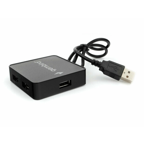 USB-концентратор Gembird UHB-242, разъемов: 4, 50 см, черный концентратор usb 2 0 gembird uhb 242 black 4 порта блитер