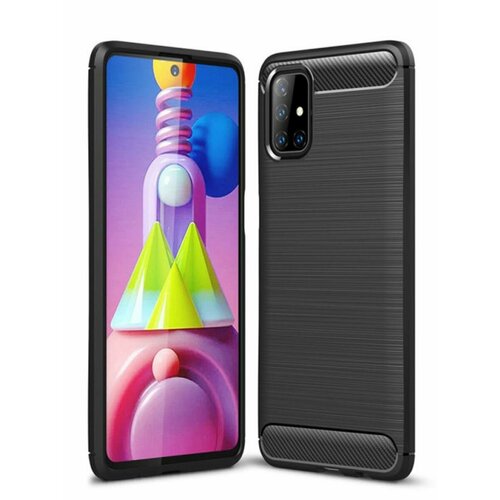 Brodef Carbon Силиконовый чехол для Samsung Galaxy M51 черный