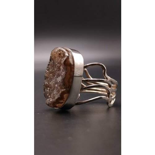 Перстень Агатовая друза, серебро, 925 проба, агат, размер 19, серебряный позолоченное кольцо с натуральным агатом эллада