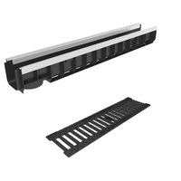 Лоток водоотводный пластиковый усиленный DN100 высота 123 мм с чугунной щелевой решеткой и крепежом в комплекте  ...