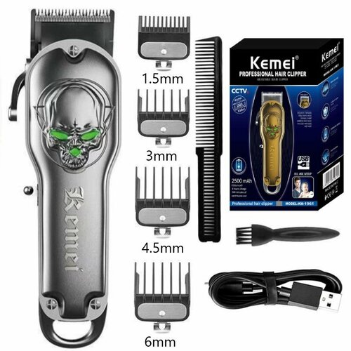 KEMEI-1961 Машинка для стрижки волос металл4 насадки премиум класса 153456 мм 335100₽