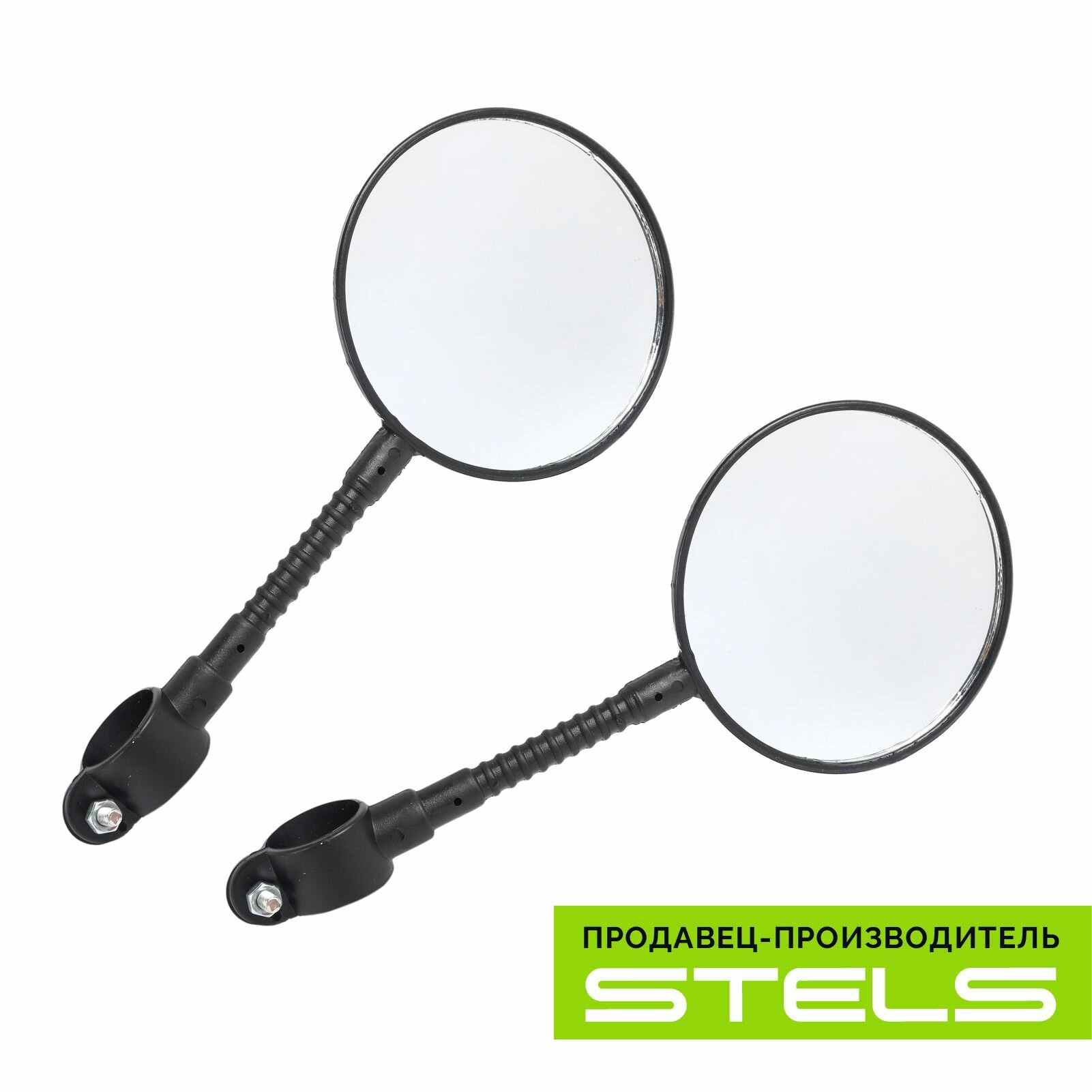 фото Велосипедные зеркала заднего вида STELS FCR-S99-4 со световозвращателями, пластиковые чёрные, правое и левое NEW (item:010)