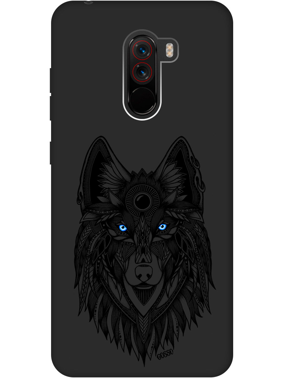 Матовый Soft Touch силиконовый чехол на Xiaomi Pocophone F1, Сяоми Покофон Ф1 с 3D принтом "Grand Wolf" черный