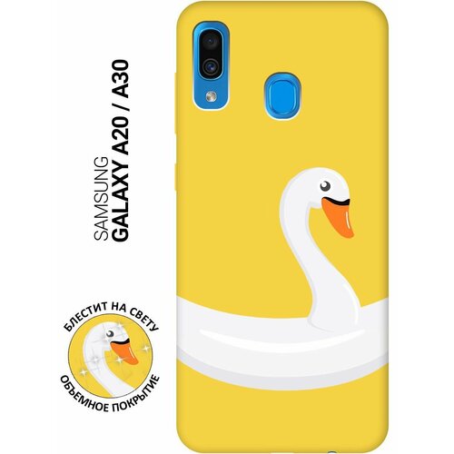 Силиконовый чехол на Samsung Galaxy A20, A30, Самсунг А20, А30 Silky Touch Premium с принтом Swan Swim Ring желтый силиконовый чехол на samsung galaxy a13 5g самсунг а13 silky touch premium с принтом swan swim ring желтый