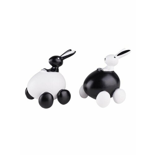 Статуэтка кролик в машине GIFT COMPANY 39418 черный/белый 80х80х60