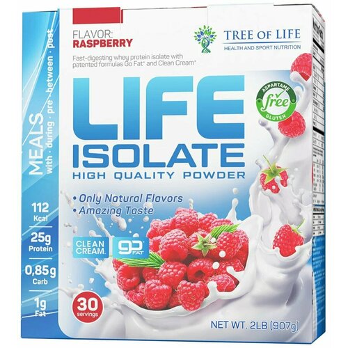 LIFE Isolate 907 gr, 30 порции(й), малина life casein 907 gr 30 порции й банановый молочный коктейль