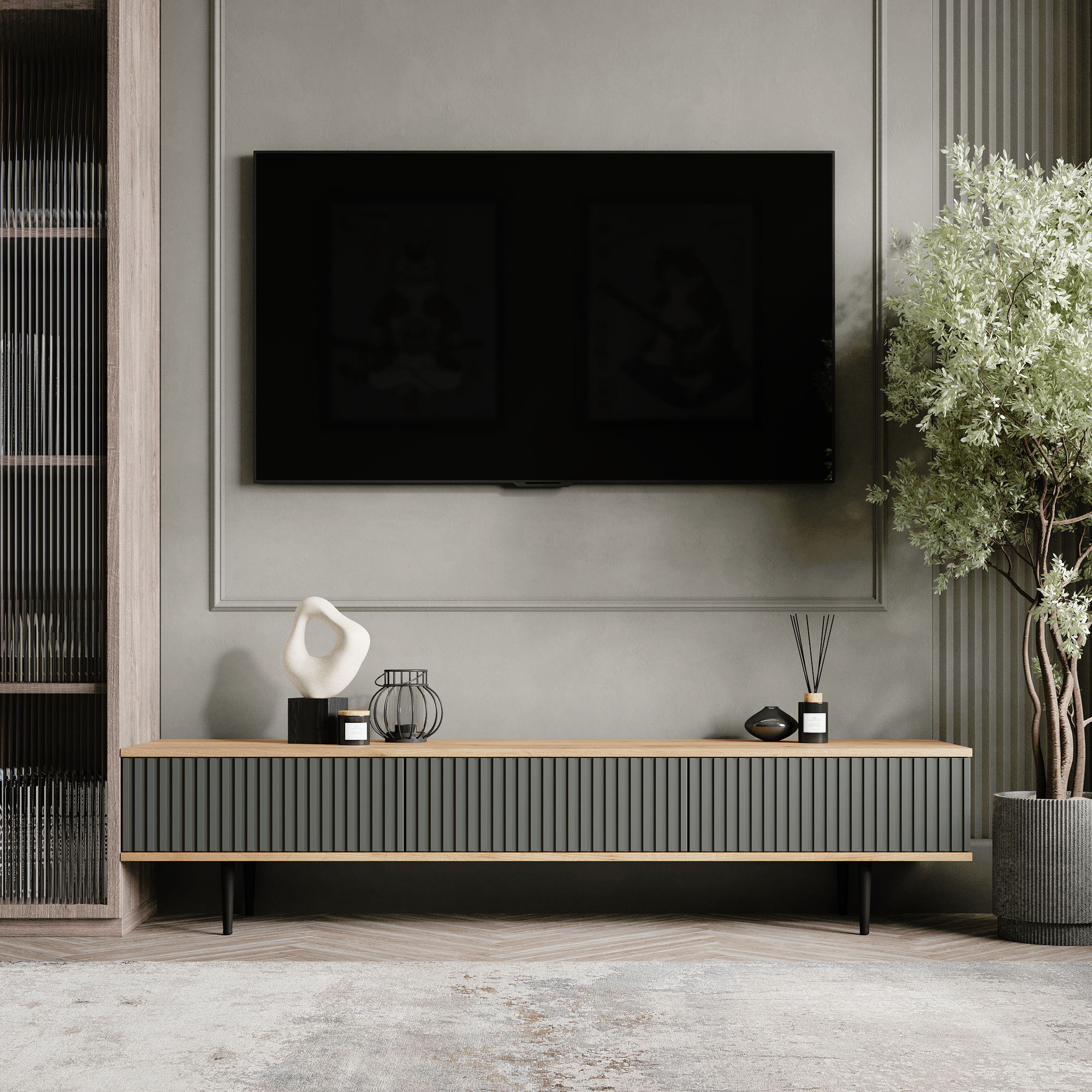 фото Тумба под ТВ Вустер Антрацит, черная