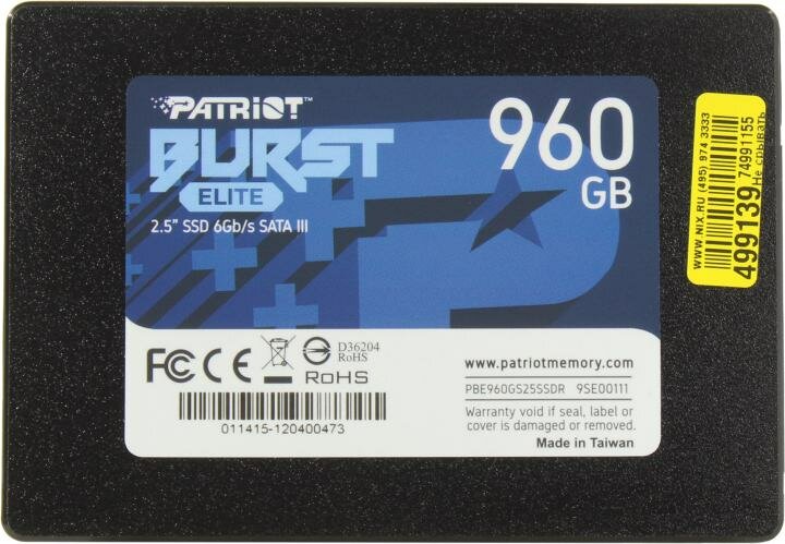 SSD накопитель PATRIOT Burst Elite 960ГБ, 2.5", SATA III - фото №18