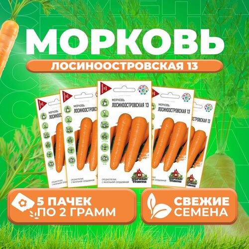 Морковь Лосиноостровская 13, 2,0г, Удачные семена (5 уп)