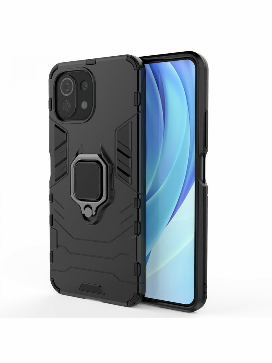 Brodef Ring Противоударный чехол с кольцом для Xiaomi Mi 11 Lite черный