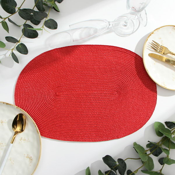 фото Салфетка сервировочная "Овал", цв. красный, 45*30 см