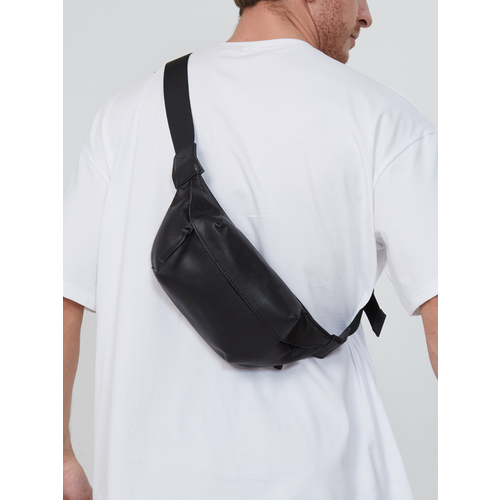 фото Сумка поясная faustini, фактура гладкая, зернистая, черный