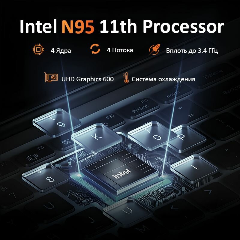 WIXG Ноутбук 15.6", Intel N95 (3.4 ГГц), RAM 16 ГБ, SSD 1024ГБ, Intel UHD Graphics, Windows 10 Pro, Серый, Русская раскладка