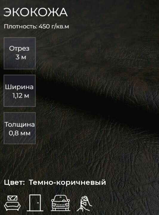 Экокожа искусственная кожа для рукоделия мебели двери интерьера. Отрез 3м Ширина 114м Плотность 450 г/м2