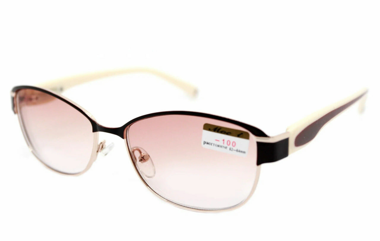 Женские тонированные очки с диоптриями (+3.25) мост 032-M1, цвет коричневый, РЦ 62-64