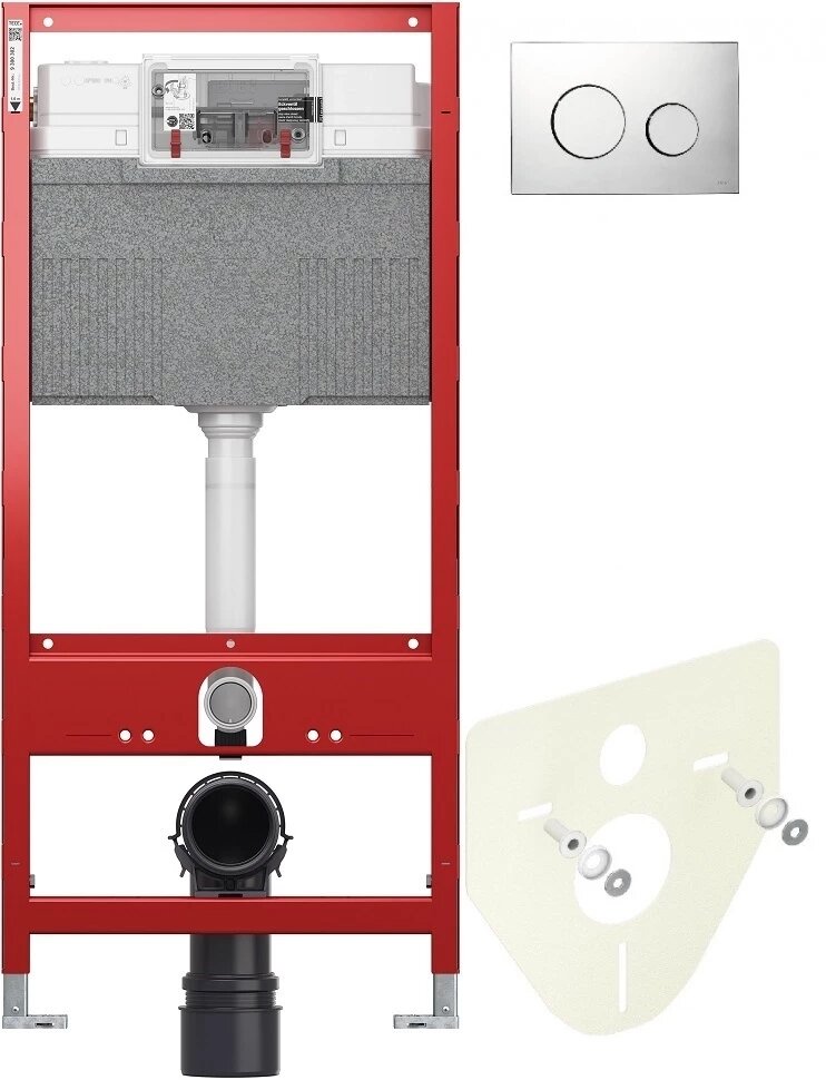 Инсталляция для унитаза Tece TECEloop 2.0 9300302 + 9200010 + 9380014 + 9240921 с кнопкой смыва, хром