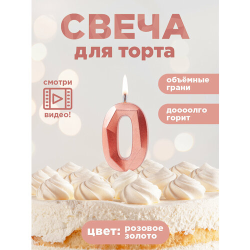 Свеча для торта цифра HAPPY BIRTHDAY PATERRA цифра 0 розовое золото 491-010 199₽