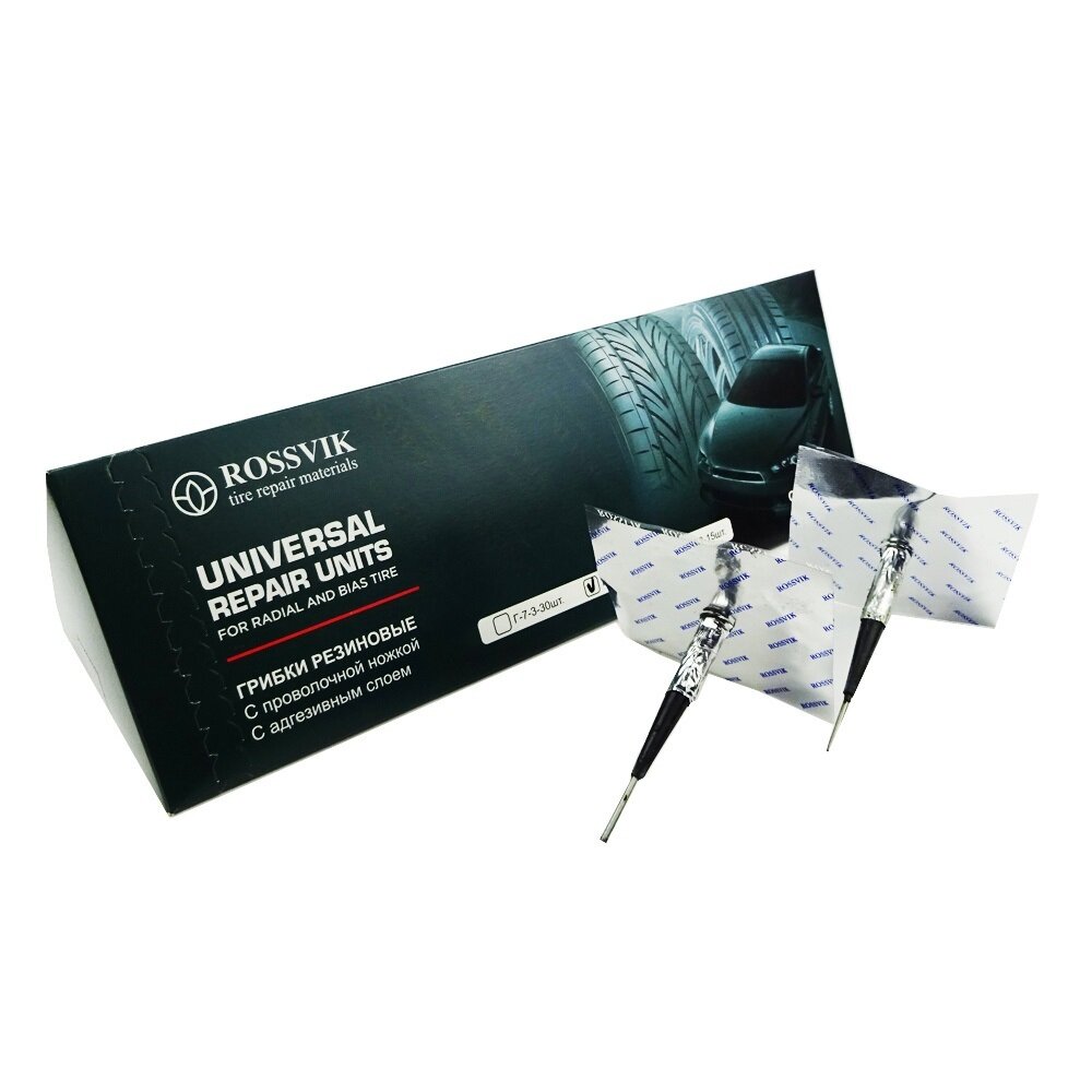 Грибки резиновые ROSSVIK Г 9-3 с адгезивом и спицей. 9 мм (уп. 15 шт)