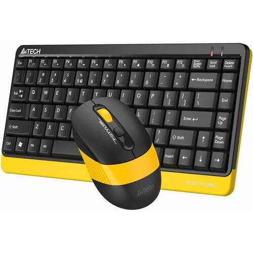 Комплект (клавиатура+мышь) A4TECH Fstyler FG1110, USB, беспроводной, черный и жёлтый [fg1110 bumblebee] комплект клавиатура мышь a4tech fstyler f1512 usb проводной черный [f1512 black]