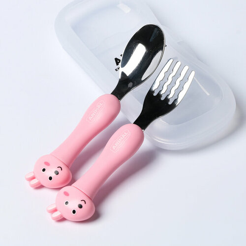 Набор детских столовых приборов в футляре Зайчата вилка ложка 791₽
