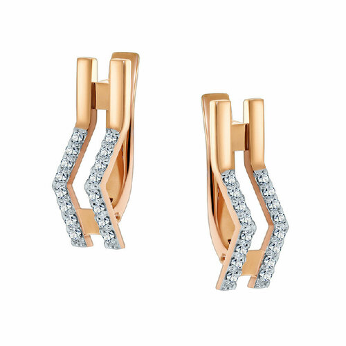 Серьги Brilliant Style, красное золото, 585 проба, бриллиант, красный, золотой