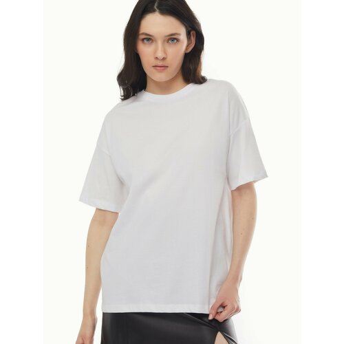 Футболка Zolla, размер M, белый блуза энсо повседневный стиль прямой силуэт короткий рукав однотонная размер 44 черный