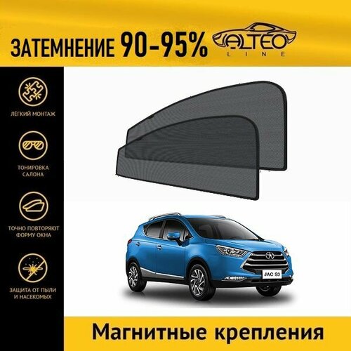 Автошторки ALTEO PREMIUM на JAC S3,1 (2016-н. в.) на передние двери на магнитах с затемнением 90-95%/каркасные автошторки JAC S3 /солнцезащитный экран/шторки в авто/шторки в машину