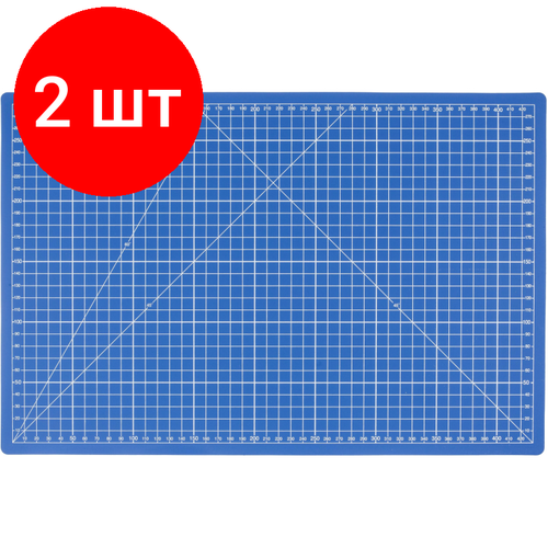 Комплект 2 штук, Коврик ЗУБР эксперт, непрорезаемый, 3мм, цвет синий, 450х300 мм (09902) коврик зубр эксперт непрорезаемый 3мм цвет синий 450х300 мм