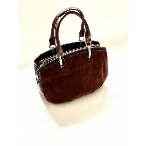 Сумка тоут , фактура гладкая, бархатистая, коричневый